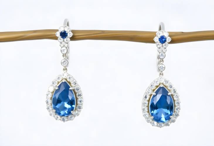 Sapphire Elegance Pear Cut and Diamond Halo Earrings